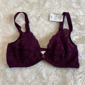 Aubade Paris Burgundy Lace Bra Size 34D New
